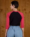 Back view of the Black/Pink Colorblock Raglan Tee