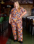 Short Sleeve Jumpsuit - Hot Dog & Beer & Wine & Pretzels