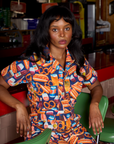 Short Sleeve Jumpsuit - Hot Dog & Beer & Wine & Pretzels