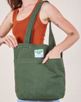Everyday Tote Bag in Dark Emerald Green worn by model