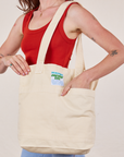 Everyday Tote Bag in Vintage Off-White worn by Alex