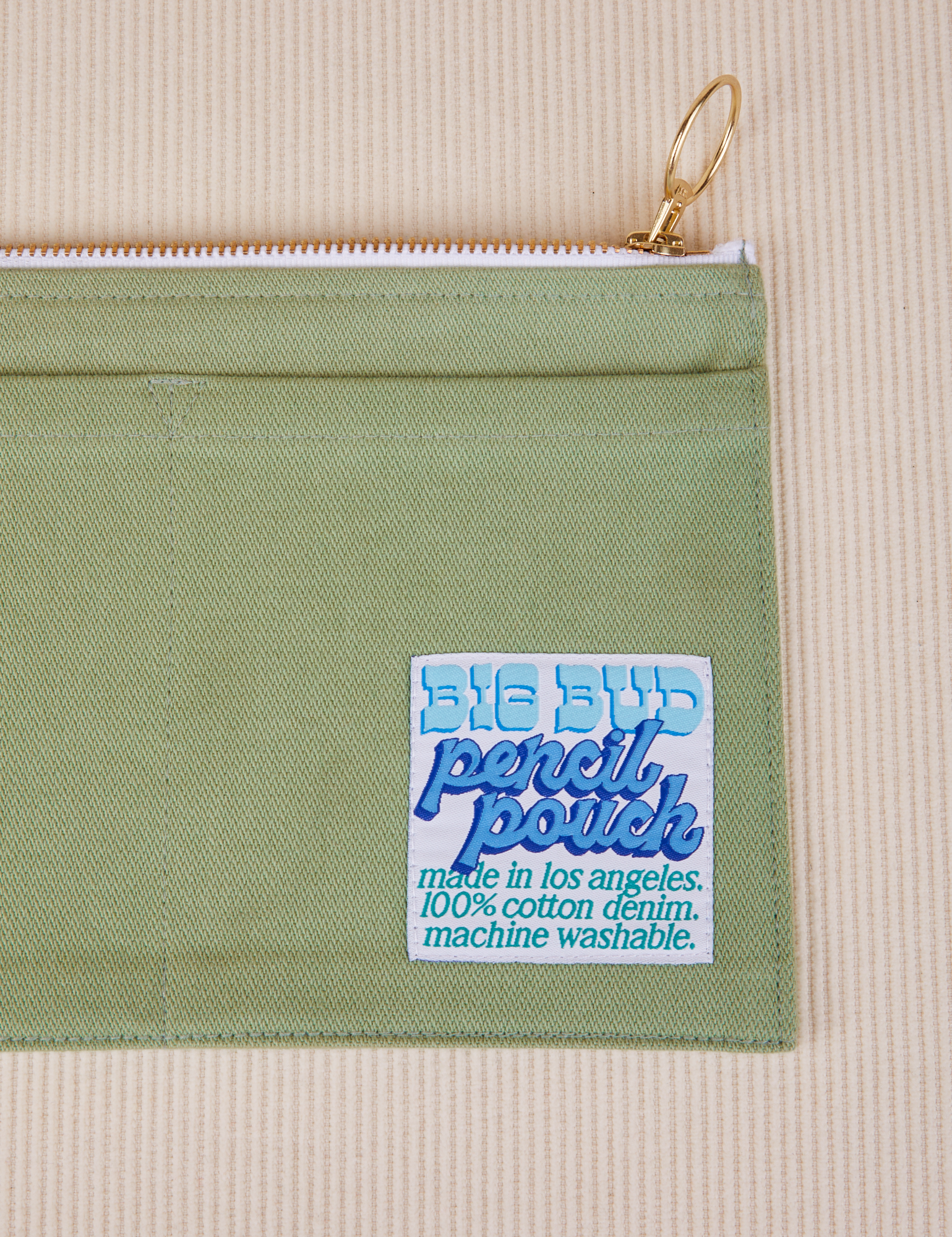 Close up of Pencil Pouch in Sage Green