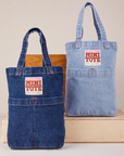 Denim Mini Tote Bags in light and dark wash