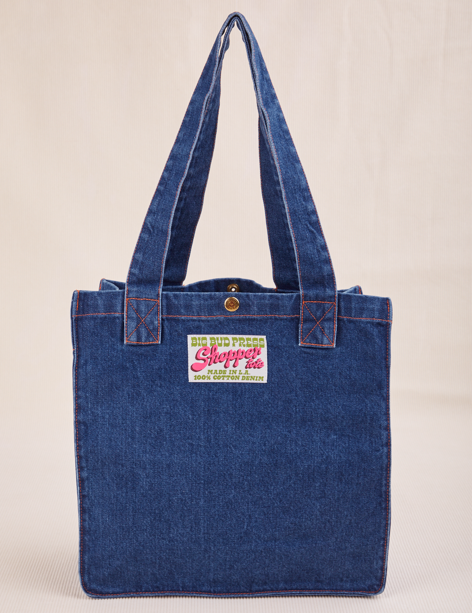 Denim Shopper Tote Bag in Dark Wash