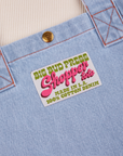 Denim Shopper Tote Bag label close up