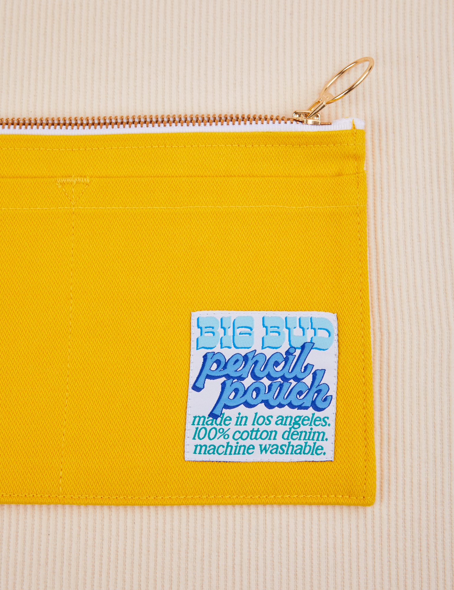 Close up of Pencil Pouch in Golden Yellow