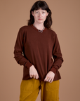 Long Sleeve Burly Tee - Brown/Maroon Stripe