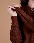 Long Sleeve Burly Tee - Brown/Maroon Stripe