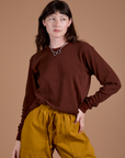 Long Sleeve Burly Tee - Brown/Maroon Stripe