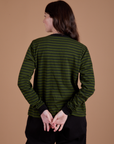Long Sleeve Burly Tee - Evergreen/Black Stripe