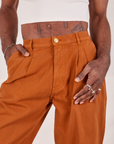 Heavyweight Trousers in Burnt Terracotta front close up on Jerrod