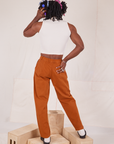 Back view of Heavyweight Trousers in Burnt Terracotta on Jerrod