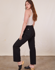 Work Pants in Basic Black side view on Allison wearing a Tank Top in vintage tee off-white