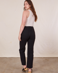 Work Pants in Basic Black back view on Allison wearing a Tank Top in vintage tee off-white