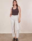 Work Pants in Vintage Tee Off-White on Allison wearing espresso brown Tank Top