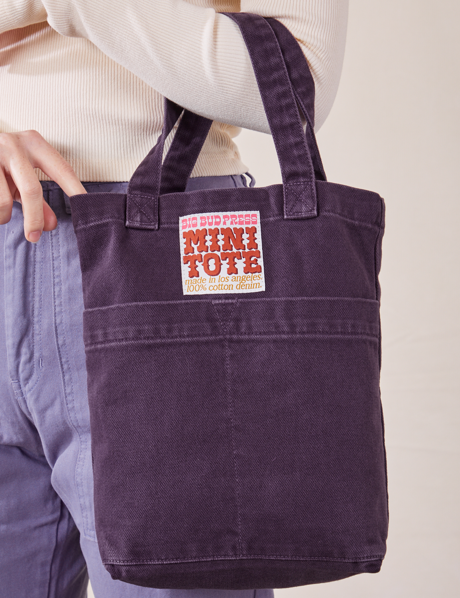 Mini Tote Bag in Nebula Purple on arm of model