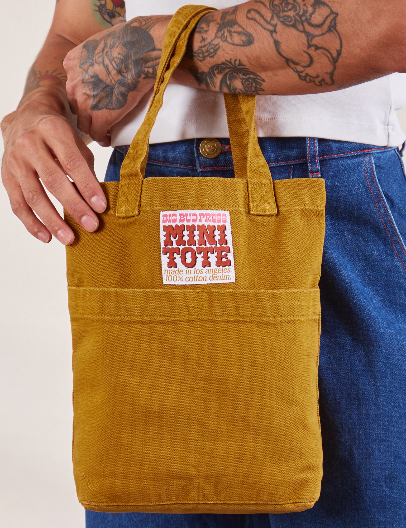 Mini Tote Bag in Spicy Mustard on Jesse's arm