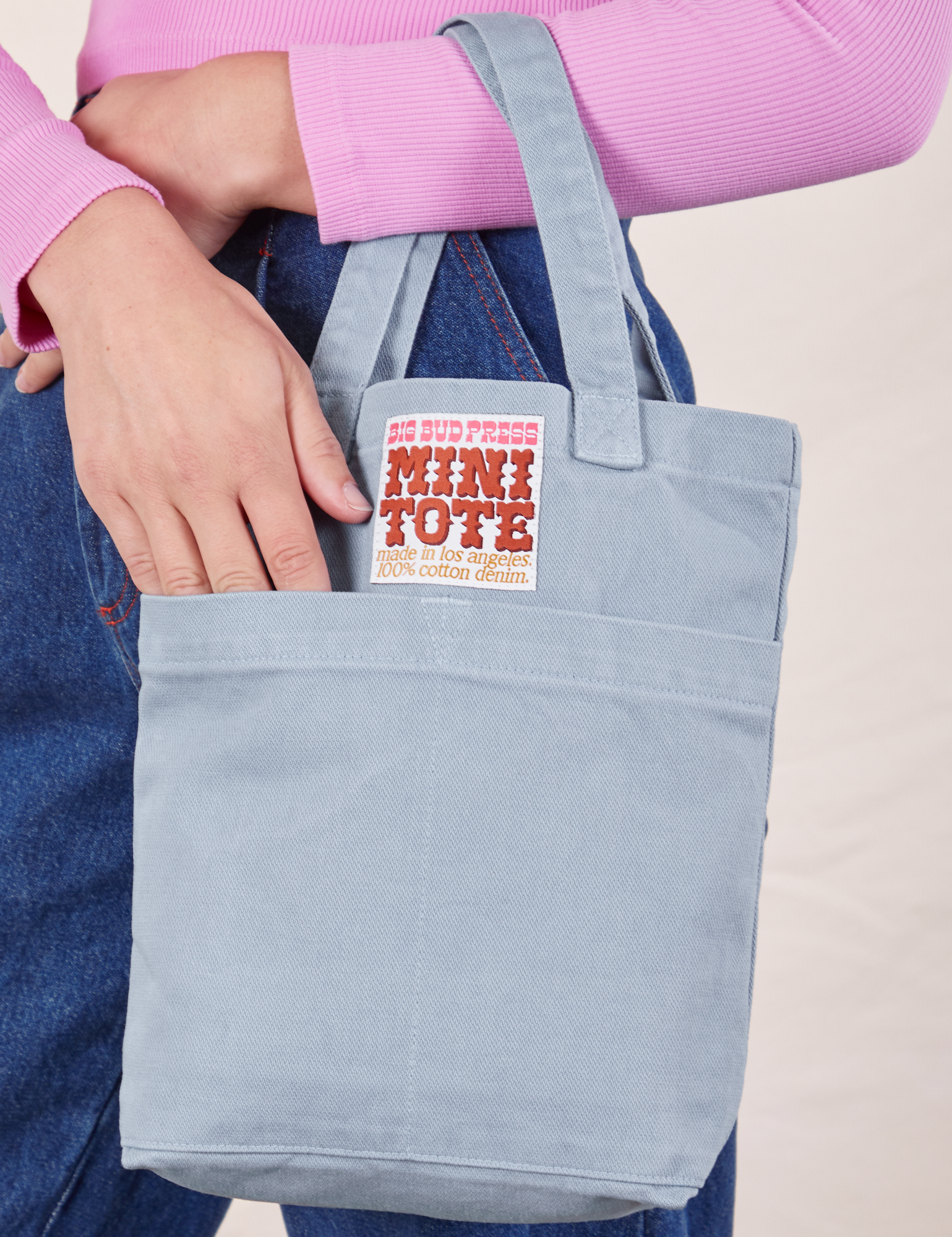 Mini Tote Bag in Periwinkle on arm of model