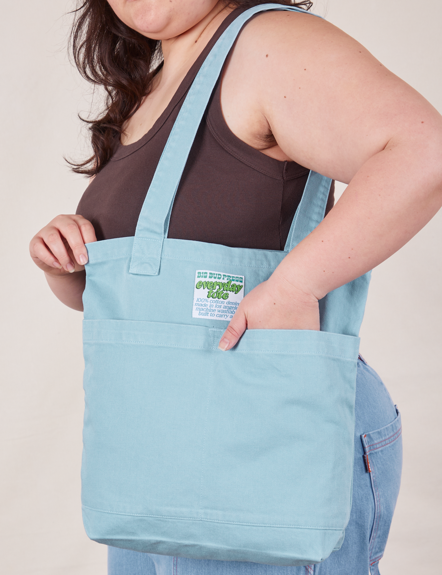 Baby Blue Everyday Tote worn by Ashley