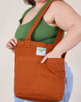 Everyday Tote Bag in Burnt Terracotta worn by model
