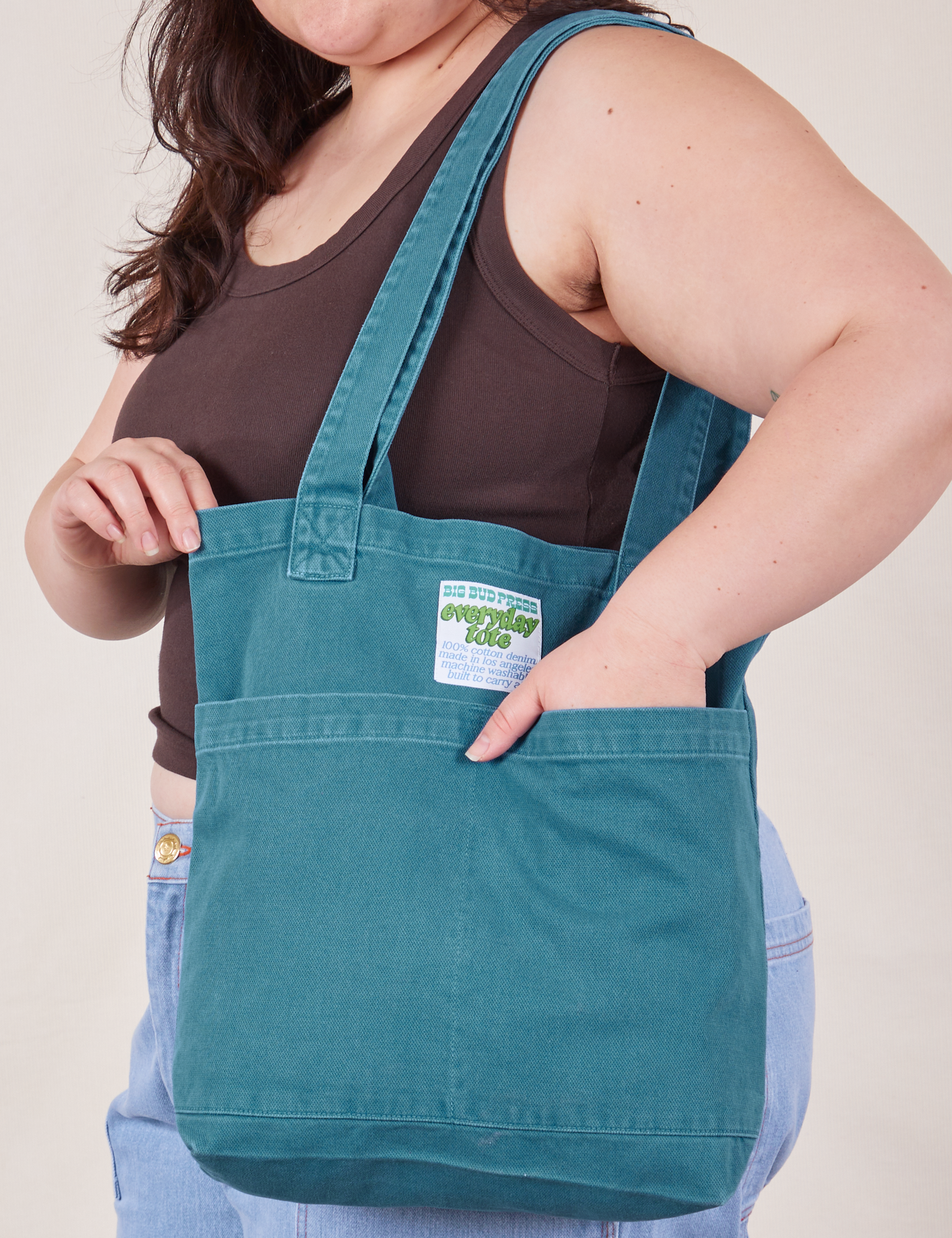 Everyday Tote Bag in Marine Blue worn by model