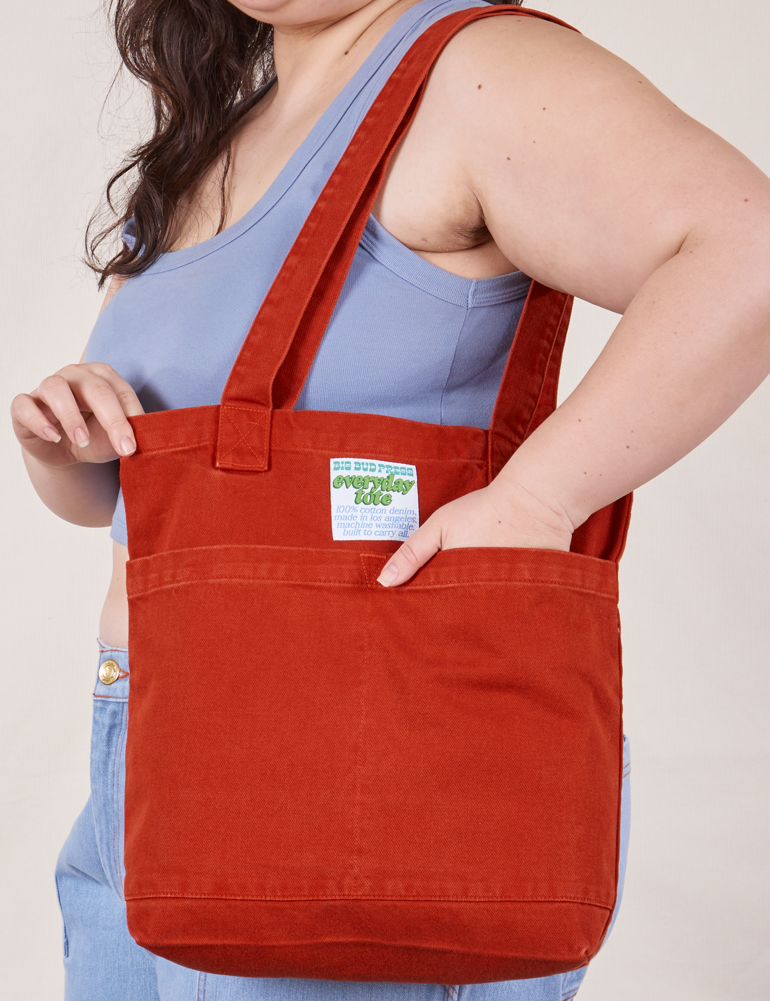 Everyday Tote Bag in Paprika Red worn by model