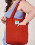 Everyday Tote Bag in Paprika Red worn by model
