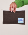 Pencil Pouch in Espresso Brown held by model