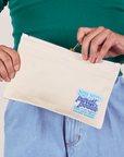 Pencil Pouch in Vintage Off-White held by model