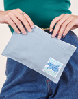 Pencil Pouch in Periwinkle held by model