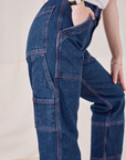 Petite Carpenter Jeans in Dark Wash side view close up on Hana