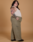 Try-A-Style Corduroy Drop Pocket Cargo Pants - Khaki Grey *FINAL SALE*