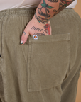 Try-A-Style Corduroy Drop Pocket Cargo Pants - Khaki Grey *FINAL SALE*
