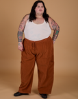 Try-A-Style Corduroy Drop Pocket Cargo Pants - Burnt Terracotta *FINAL SALE*