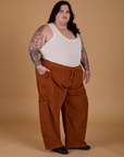 Try-A-Style Corduroy Drop Pocket Cargo Pants - Burnt Terracotta *FINAL SALE*