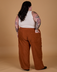 Corduroy Drop Pocket Cargo Pants in Burnt Terracotta back view on Sam
