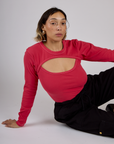 Tiara is wearing the Hot Pink Long Sleeve Porthole Tee