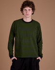 Long Sleeve Burly Tee - Evergreen/Black Stripe