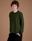 Long Sleeve Burly Tee - Evergreen/Black Stripe