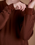 Long Sleeve Burly Tee - Brown/Maroon Stripe