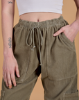 Try-A-Style Corduroy Drop Pocket Cargo Pants - Khaki Grey *FINAL SALE*