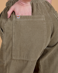 Try-A-Style Corduroy Drop Pocket Cargo Pants - Khaki Grey *FINAL SALE*