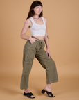 Try-A-Style Corduroy Drop Pocket Cargo Pants - Khaki Grey *FINAL SALE*