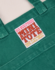 Mini Tote Bag in Hunter Green label close up