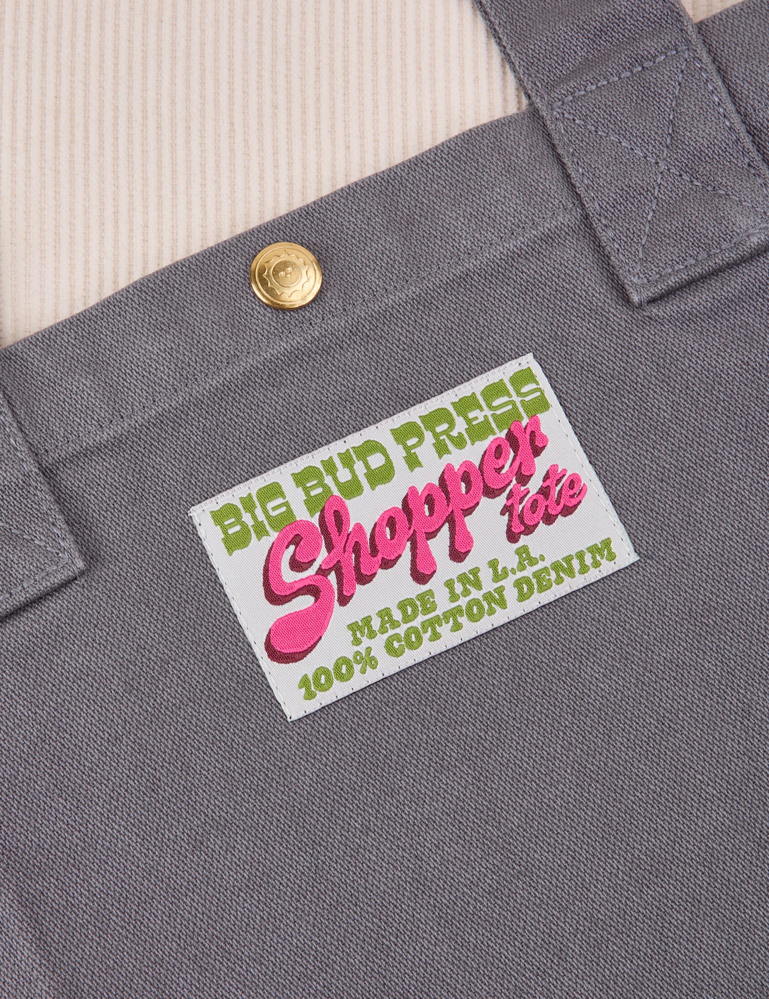 Shopper Tote Bag in Washed Grey detail close up