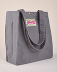 Angled view of Shopper Tote Bag in Washed Grey