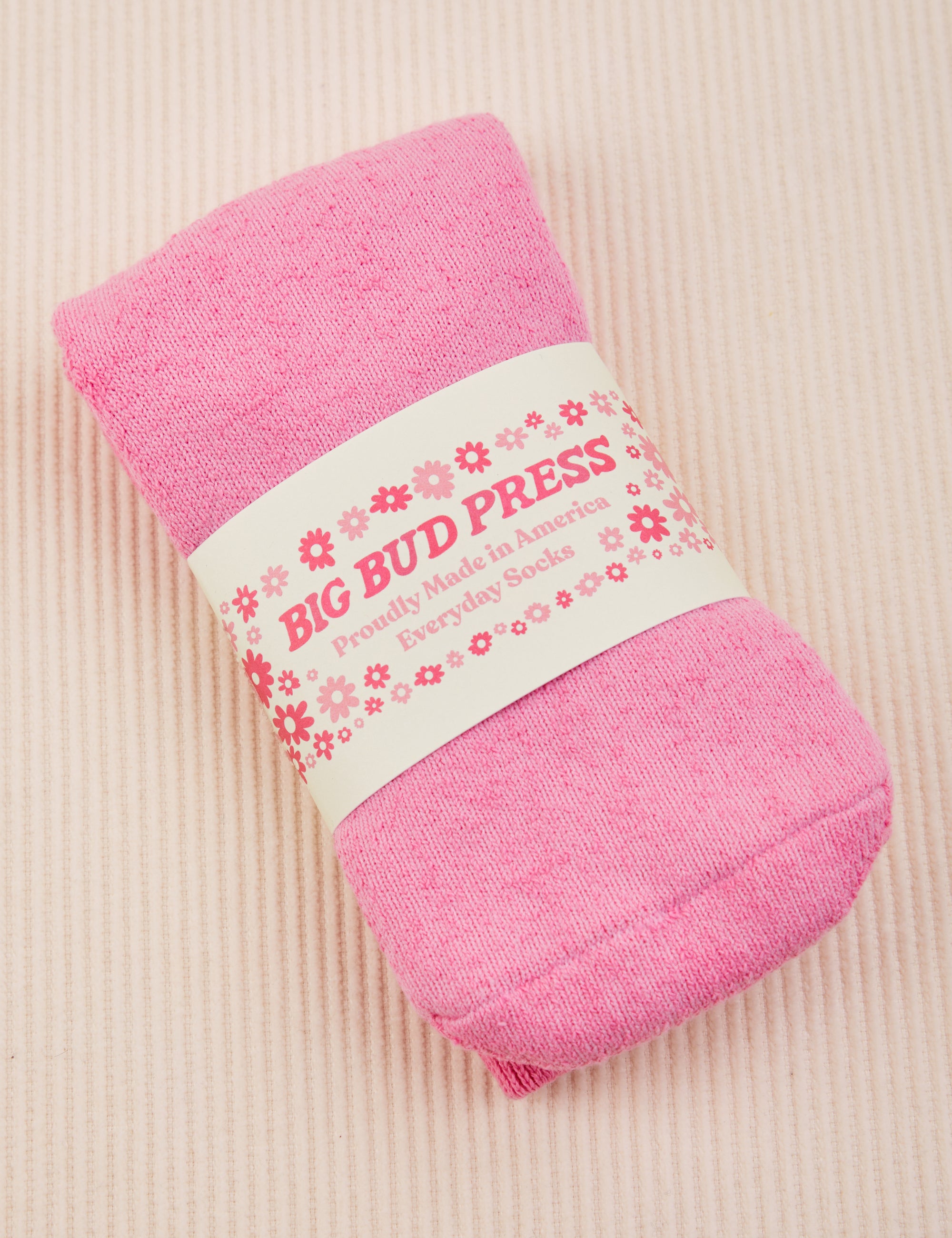 Bubblegum Pink Thick Crew Socks