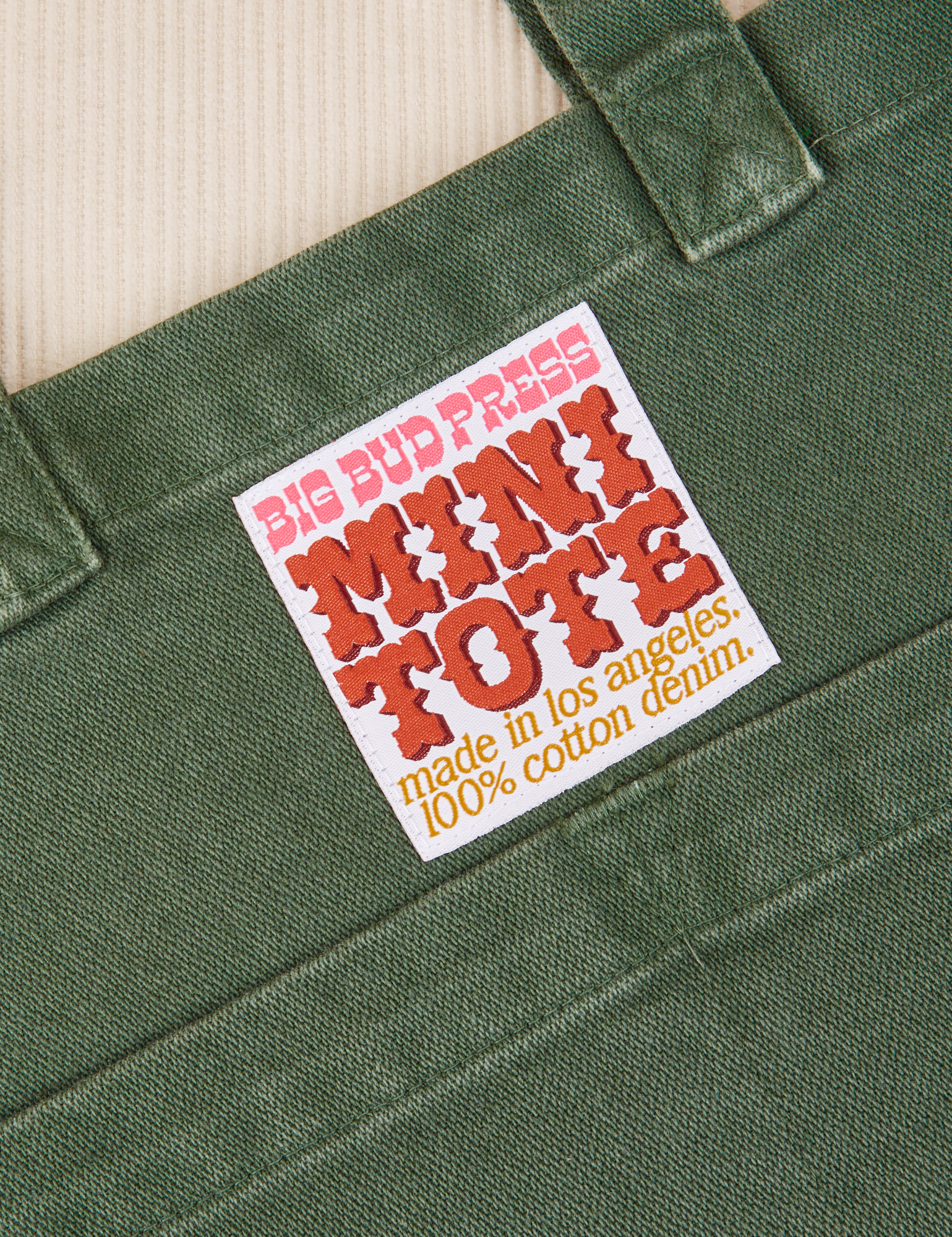 Dark Emerald Green Mini Tote Bag close up