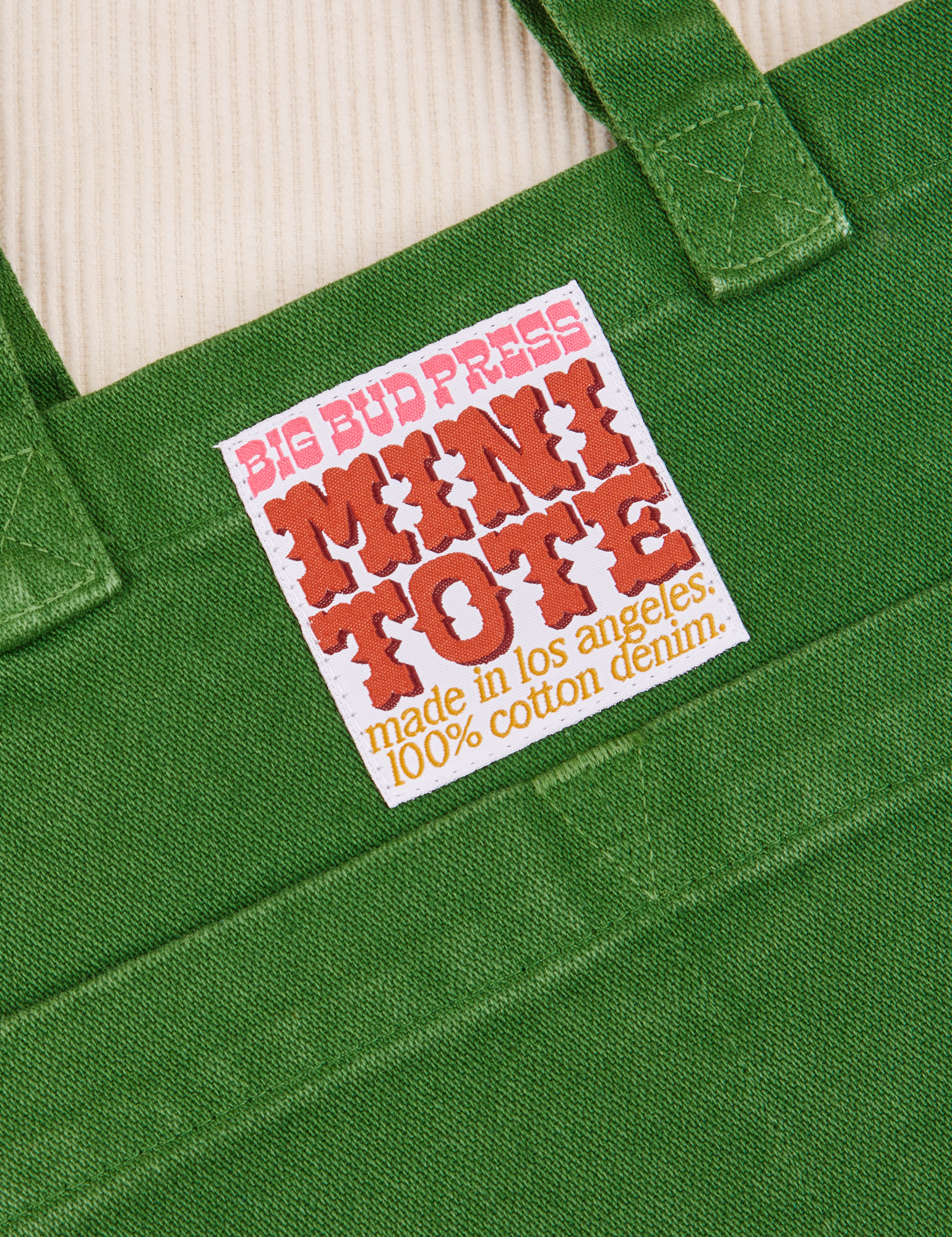 Mini Tote Bag in Forest Green close up