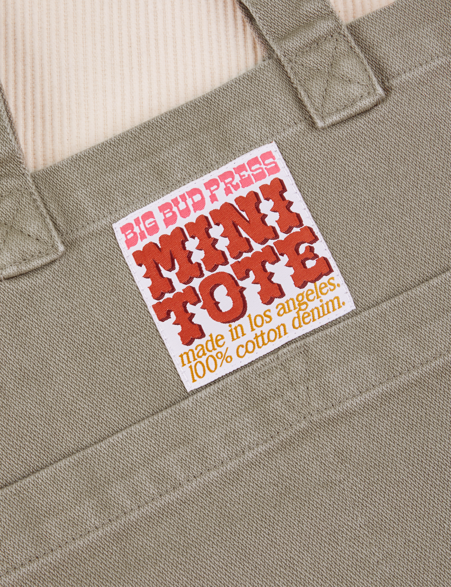 Khaki Grey Mini Tote Bag close up